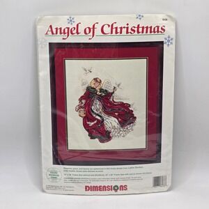 Dimensions Angel of Christmas Cross Stitch Kit Red Gold 1993 Vintage Sewing